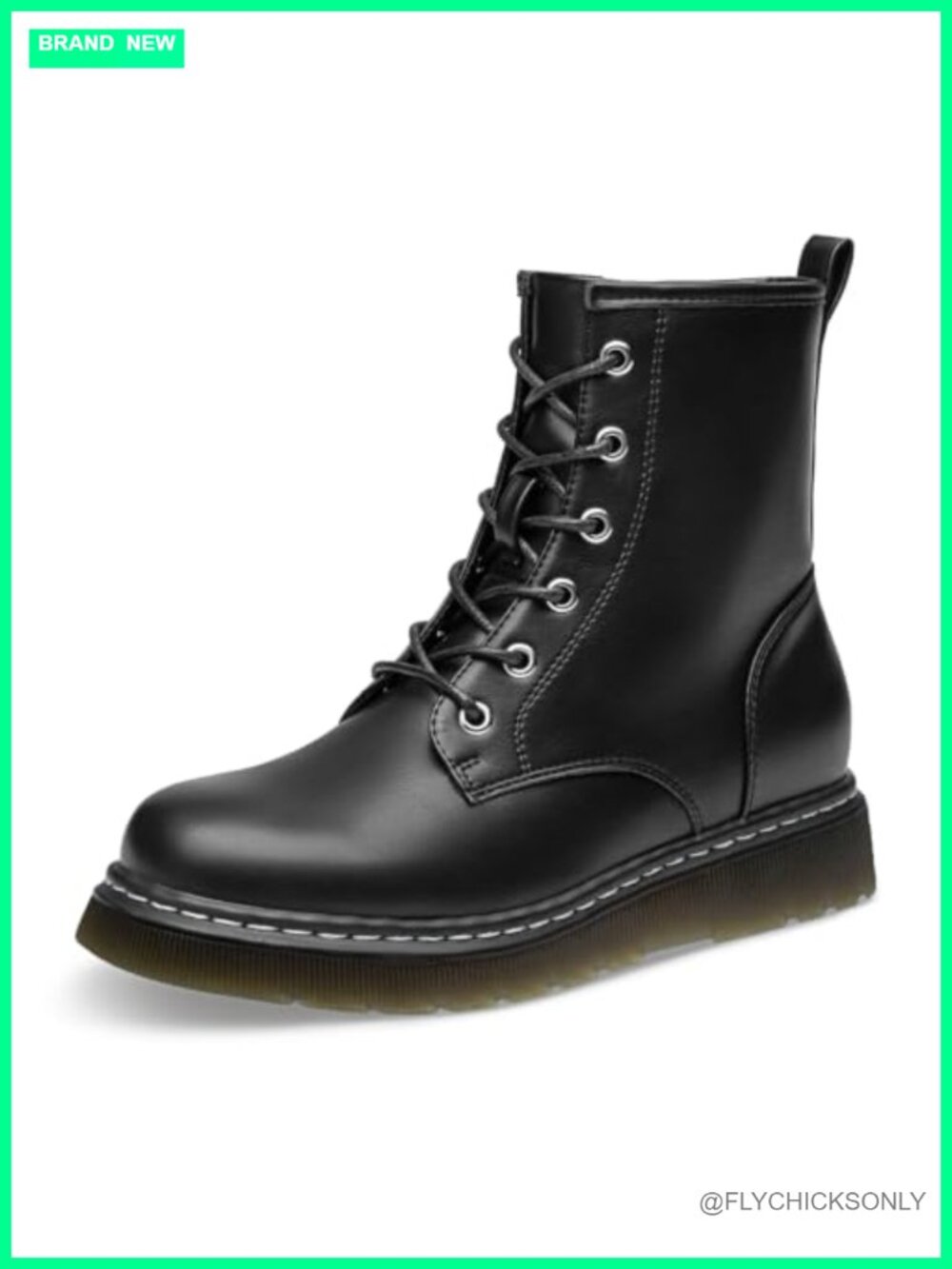 Women's Lace-Up Low Platform Combat Ankle Boots Faux Leather